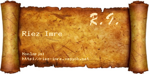 Riez Imre névjegykártya